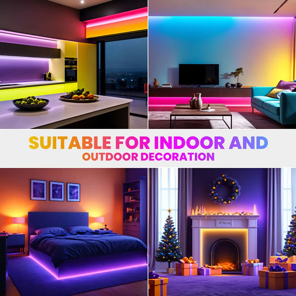 Fita LED Neon RGB - Bluetooth, Sincronização com Musica e Controlo por App Fita LED Neon RGB - Bluetooth, Sincronização com Musica e Controlo por App